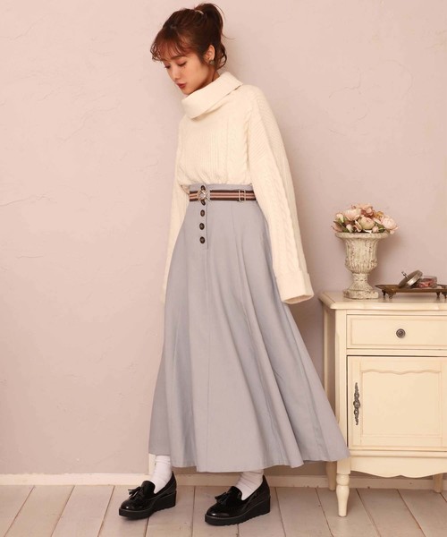 one after another NICE CLAUP（ワンアフターアナザーナイスクラップ）の「ベルト付きロングスカート（スカート・レディース・アイボリー/グレー系その他/コーラルピンク/ブラウン系その他/ベージュ系その他/ブラウン/ピンク系その他・FREE）」の19枚目の写真