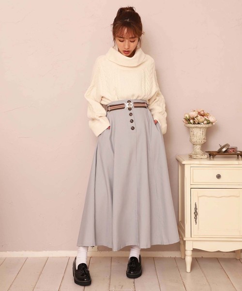 one after another NICE CLAUP（ワンアフターアナザーナイスクラップ）の「ベルト付きロングスカート（スカート・レディース・アイボリー/グレー系その他/コーラルピンク/ブラウン系その他/ベージュ系その他/ブラウン/ピンク系その他・FREE）」の20枚目の写真