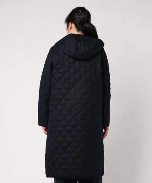 Traditional Weatherwear(トラディショナルウェザーウェア)の「ARKLEY HOOD LONG / アークリーフード ロング(ノーカラージャケット・レディース・ネイビー・36/34)」の4枚目の写真