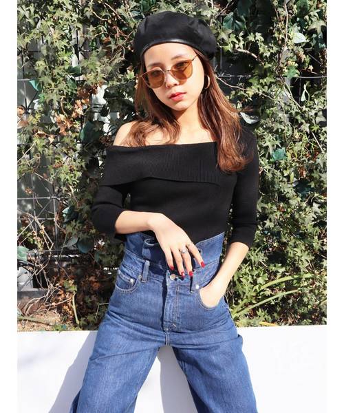 EMODA（エモダ）の「フリルハイウエストワイドデニム（デニムパンツ・レディース・ブラック/ブルー/インディゴブルー・SMALL/X-SMALL/MEDIUM）」の10枚目の写真