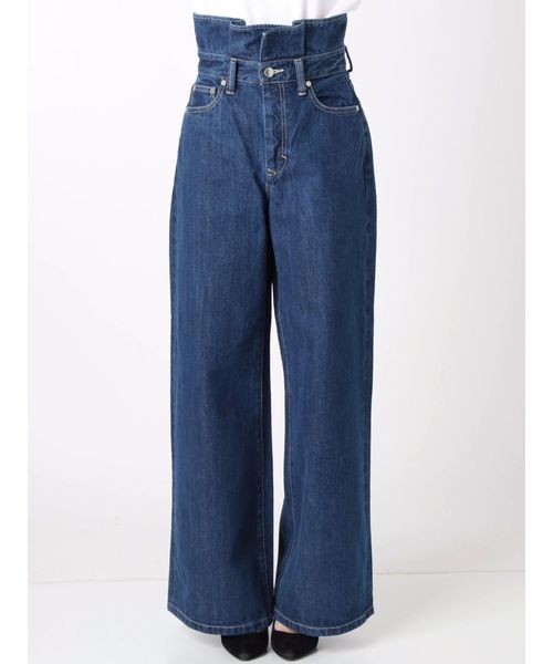 EMODA（エモダ）の「フリルハイウエストワイドデニム（デニムパンツ・レディース・ブラック/ブルー/インディゴブルー・SMALL/X-SMALL/MEDIUM）」の12枚目の写真