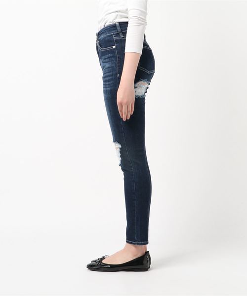 ENVYM（アンビー）の「ＪＵＳＴ ＷＡＩＳＴ ダメージＳＫＩＮＮＹ（デニムパンツ・レディース・ブルー・M/S）」の3枚目の写真