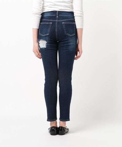 ENVYM（アンビー）の「ＪＵＳＴ ＷＡＩＳＴ ダメージＳＫＩＮＮＹ（デニムパンツ・レディース・ブルー・M/S）」の2枚目の写真