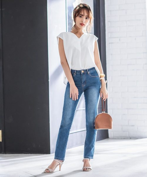 KOBE LETTUCE（コウベレタス）の「ストレッチシガレットストレートデニムパンツ（デニムパンツ・レディース・インディゴブルー/ブルー/ライトブルー・L/LL/M/S）」の10枚目の写真