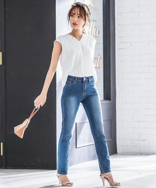 KOBE LETTUCE（コウベレタス）の「ストレッチシガレットストレートデニムパンツ（デニムパンツ・レディース・インディゴブルー/ブルー/ライトブルー・L/LL/M/S）」の5枚目の写真