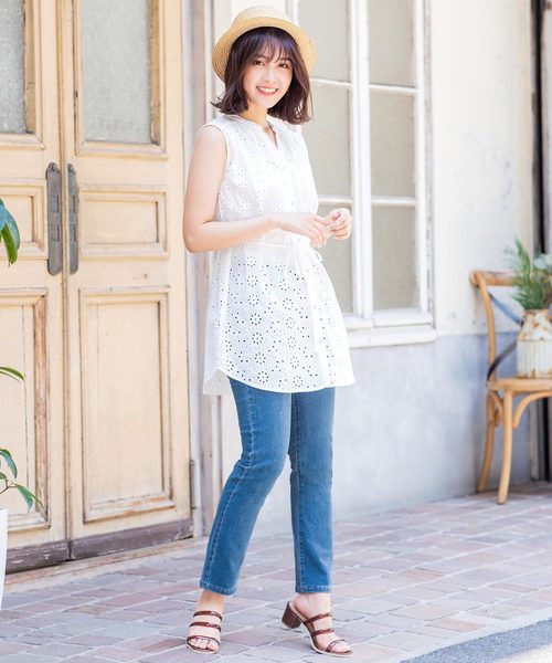 KOBE LETTUCE（コウベレタス）の「ストレッチシガレットストレートデニムパンツ（デニムパンツ・レディース・インディゴブルー/ブルー/ライトブルー・L/LL/M/S）」の8枚目の写真