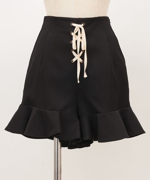 one after another NICE CLAUP(ワンアフターアナザーナイスクラップ)の「レースアップフリルショートパンツ(その他パンツ・レディース・ブラック/ブラウン/ベージュ・FREE)」の11枚目の写真