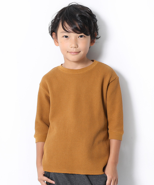 devirock（デビロック）の「ワッフル7分袖Tシャツ（Tシャツ/カットソー・キッズ・オフホワイト/スミクロ/パープル系その他/モカ/キャメル/ベージュ・100cm/110cm/120cm/130cm/140cm/150cm/160cm）」の6枚目の写真