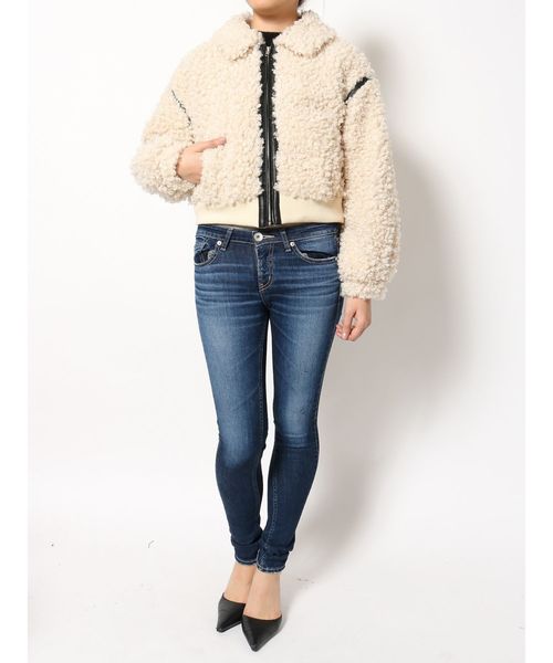 GYDA（ジェイダ）の「ボアパイピングジャケット（その他アウター・レディース・ブラック/オフホワイト・FREE）」の10枚目の写真