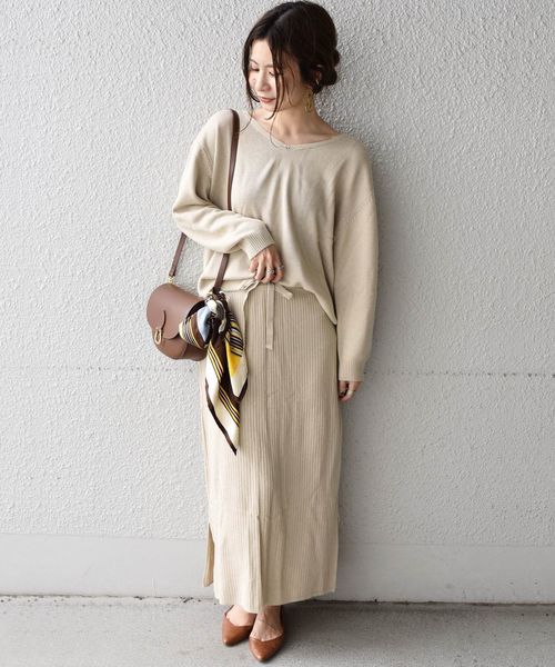 Khaju(カージュ)の「Khaju:ニットスカートセットアップ◇(ワンピース)」|ナチュラル