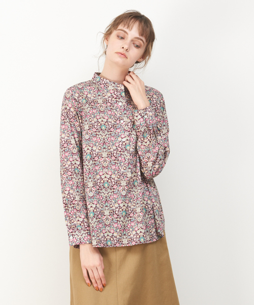 collex(コレックス)の「【LIBERTY /リバティー】スタンドカラーシャツ(シャツ/ブラウス)」|ボルドー