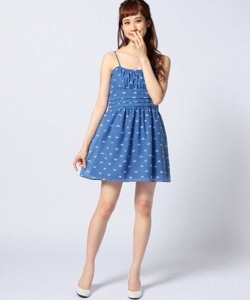 Another Edition（アナザーエディション）の「AE コウモリ PRT CAMI OP ◆（ワンピース・レディース・オフホワイト/コバルトブルー・フリー）」の4枚目の写真