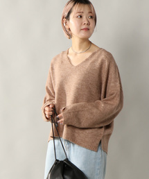 杢Vネックシンプルニット