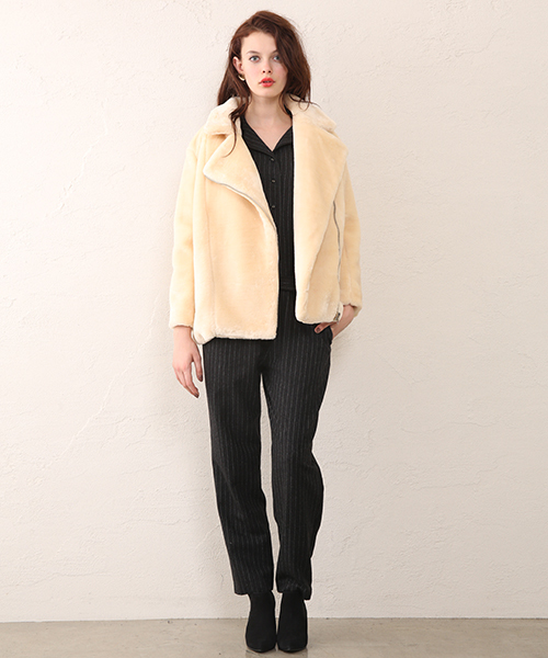 mystic(ミスティック)の「ファイクファーライダースジャケット(ライダースジャケット・レディース・ブラック/ブラウン/クリーム・FREE)」の5枚目の写真