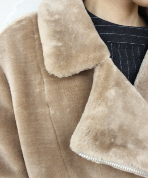 mystic(ミスティック)の「ファイクファーライダースジャケット(ライダースジャケット・レディース・ブラック/ブラウン/クリーム・FREE)」の11枚目の写真