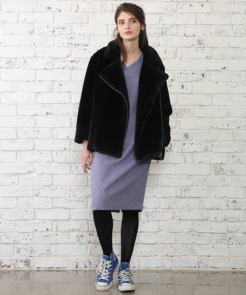 mystic(ミスティック)の「ファイクファーライダースジャケット(ライダースジャケット・レディース・ブラック/ブラウン/クリーム・FREE)」の13枚目の写真