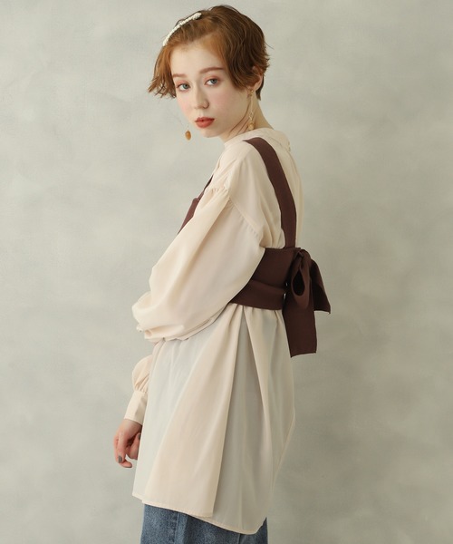 one after another NICE CLAUP(ワンアフターアナザーナイスクラップ)の「ビスチェセットチュニック(シャツ/ブラウス・レディース・ブラウン/オフホワイト/ピンク・FREE)」の17枚目の写真