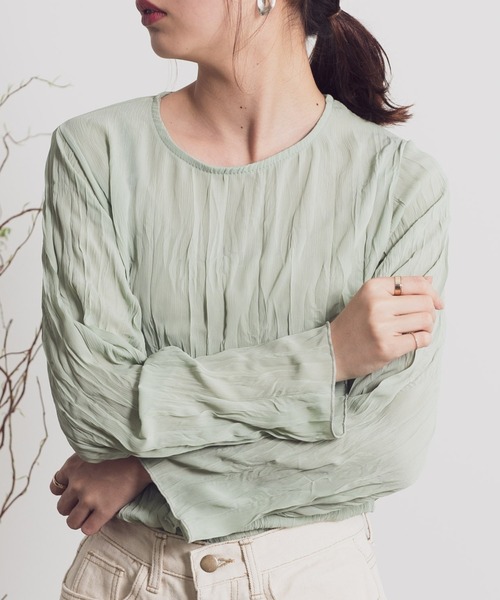 Aunt Marie's(アントマリーズ)の「AUNT MARIE’S ワッシャーシフォンブラウス(シャツ/ブラウス・レディース・パープル/グリーン/アイボリー・FREE)」の2枚目の写真