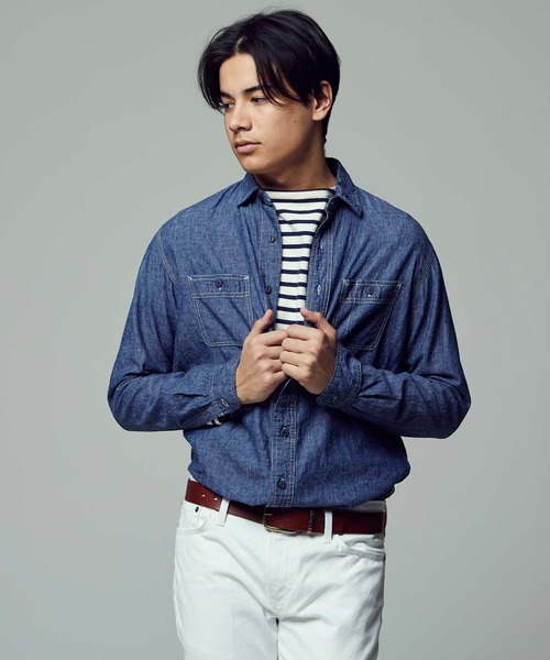 BACK NUMBER（バックナンバー）の「【BACK NUMBER】ワークシャツ（シャツ/ブラウス・メンズ・ブルー/ダークインディゴブルー/ライトインディゴブルー・M/S/XL/L）」の19枚目の写真