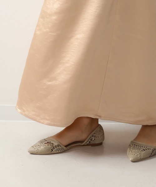 Bab（バブ）の「ヴィンテージサテンストレートスカート/シャイニーサテンエアリーマキシロングスカート（スカート・レディース・ベージュ/アイボリー/ラベンダー・38）」の14枚目の写真