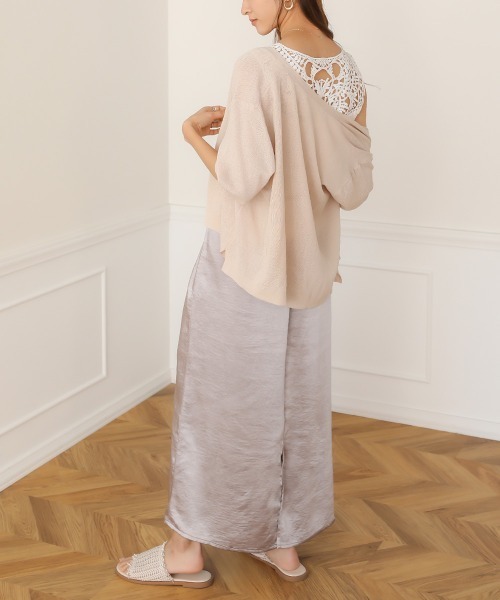 Bab（バブ）の「ヴィンテージサテンストレートスカート/シャイニーサテンエアリーマキシロングスカート（スカート・レディース・ベージュ/アイボリー/ラベンダー・38）」の19枚目の写真