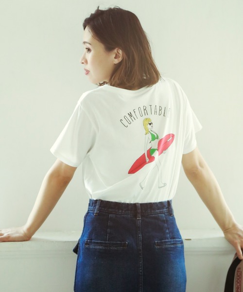 BAYFLOW(ベイフロー)の「カリフォルニアコットン アソートアートTシャツ(Tシャツ/カットソー・レディース・ホワイト/ベージュ/チャコール・SMALL/MEDIUM)」の2枚目の写真