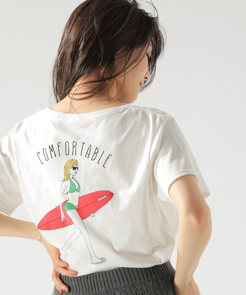 BAYFLOW(ベイフロー)の「カリフォルニアコットン アソートアートTシャツ(Tシャツ/カットソー・レディース・ホワイト/ベージュ/チャコール・SMALL/MEDIUM)」の4枚目の写真