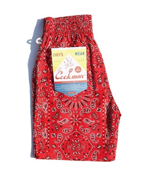 COOKMAN（クックマン）の「Cookman クックマン シェフショートパンツ イージーパンツ ペイズリーレッド バンダナ（その他パンツ・メンズ・レッド・MEDIUM/LARGE）」の2枚目の写真