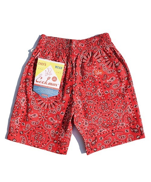 COOKMAN（クックマン）の「Cookman クックマン シェフショートパンツ イージーパンツ ペイズリーレッド バンダナ（その他パンツ・メンズ・レッド・MEDIUM/LARGE）」の3枚目の写真