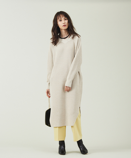 セール ワンピース ワッフルニットワンピース ワンピース Qualite カリテ のファッション