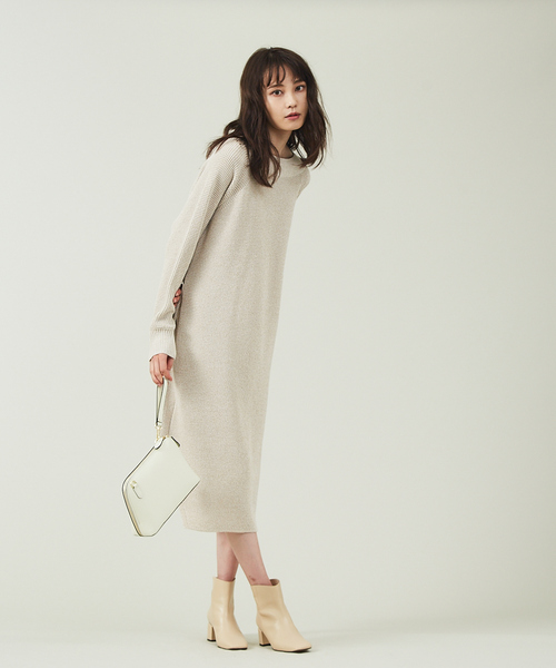 セール ワンピース ワッフルニットワンピース ワンピース Qualite カリテ のファッション