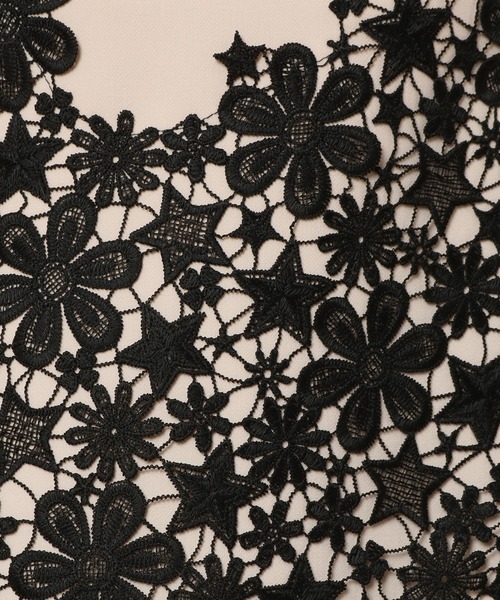 ローズティアラ♡フラワー×星ケミカルレースワンピース 46サイズ