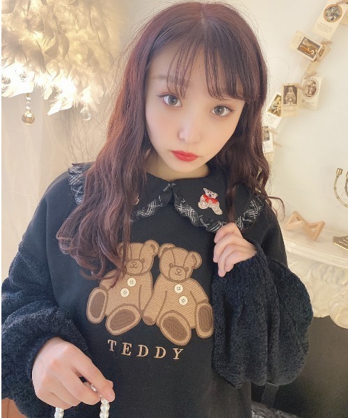 Swankiss（スワンキス）の「HB docking teddys TOPS（スウェット・レディース・ホワイト/ブラック/ベージュ/ピンク・FREE）」の3枚目の写真