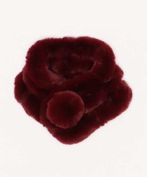 Fun & Daily（ファンアンドデイリー）の「F&D : クロスポイントファーマフラー（マフラー・レディース・アイボリー/ワインレッド/ブラック/ベージュ/グレー・FREE）」の5枚目の写真