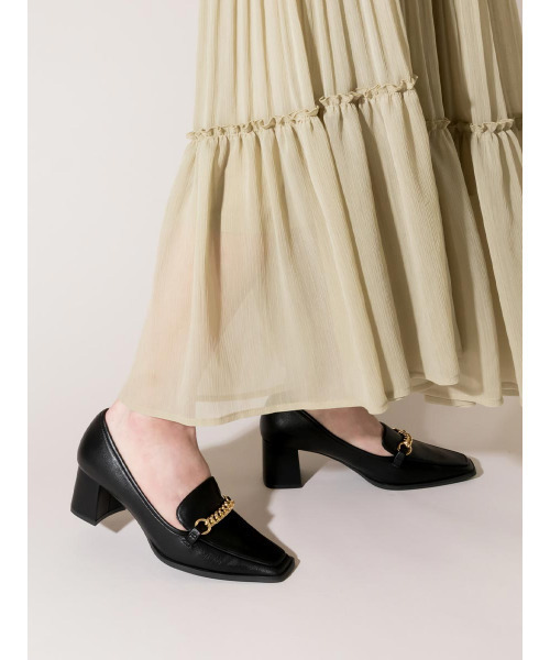 RANDA（ランダ）の「チャンキーヒールチェーンローファーシューズ（パンプス・レディース・イエロー/アイボリー/ブラック・M/S/L/LL）」の12枚目の写真