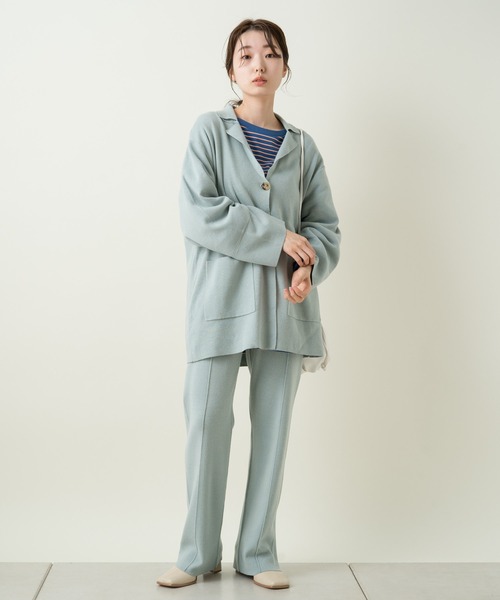 Kastane（カスタネ）の「SETUPニットジャケット（テーラードジャケット・レディース・アイボリー/サックスブルー・FREE）」の5枚目の写真