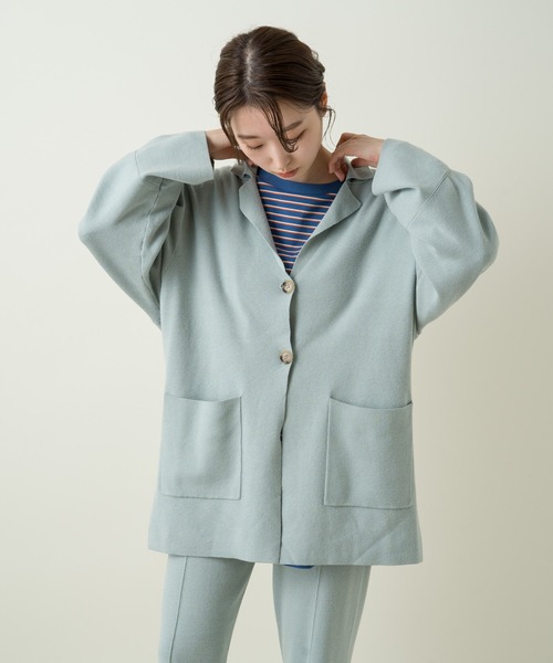 Kastane（カスタネ）の「SETUPニットジャケット（テーラードジャケット・レディース・アイボリー/サックスブルー・FREE）」の7枚目の写真