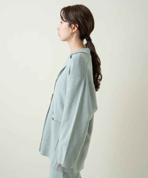 Kastane（カスタネ）の「SETUPニットジャケット（テーラードジャケット・レディース・アイボリー/サックスブルー・FREE）」の8枚目の写真