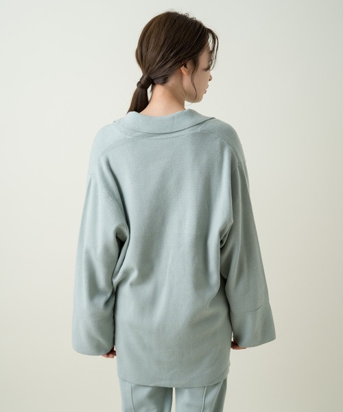 Kastane（カスタネ）の「SETUPニットジャケット（テーラードジャケット・レディース・アイボリー/サックスブルー・FREE）」の9枚目の写真