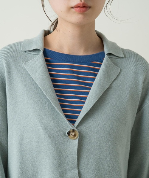 Kastane（カスタネ）の「SETUPニットジャケット（テーラードジャケット・レディース・アイボリー/サックスブルー・FREE）」の11枚目の写真