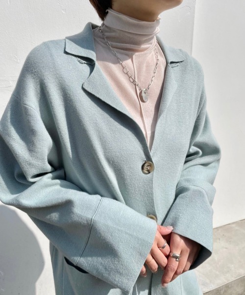 Kastane（カスタネ）の「SETUPニットジャケット（テーラードジャケット・レディース・アイボリー/サックスブルー・FREE）」の22枚目の写真