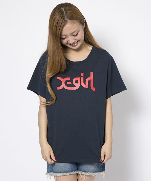 X-girl（エックスガール）の「【NYLON5月号掲載】X-girlxGIRL SKATEBOARDS LOGO S/S MENS TEE（Tシャツ/カットソー・レディース・ホワイト/ブラック/イエロー/ネイビー・MEDIUM/LARGE）」の6枚目の写真