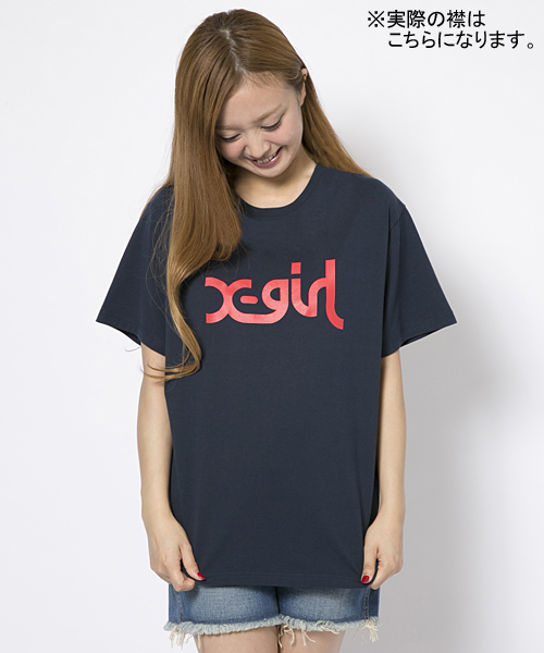 X-girl（エックスガール）の「【NYLON5月号掲載】X-girlxGIRL SKATEBOARDS LOGO S/S MENS TEE（Tシャツ/カットソー・レディース・ホワイト/ブラック/イエロー/ネイビー・MEDIUM/LARGE）」の5枚目の写真