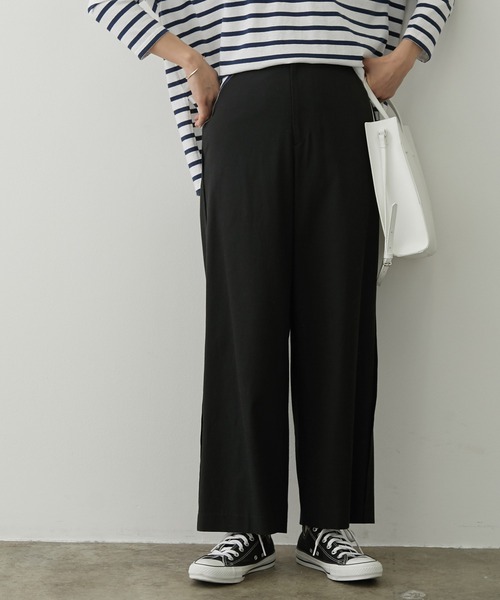 SALON adam et rope'（サロン アダム エ ロペ）の「【セットアップ対応】［さらっと快適］麻混ツイルリラックスパンツ（スラックス・レディース・ベージュ/ブラック/カーキ・S/M）」の2枚目の写真