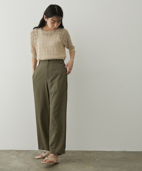 SALON adam et rope'（サロン アダム エ ロペ）の「【セットアップ対応】［さらっと快適］麻混ツイルリラックスパンツ（スラックス・レディース・ベージュ/ブラック/カーキ・S/M）」の21枚目の写真