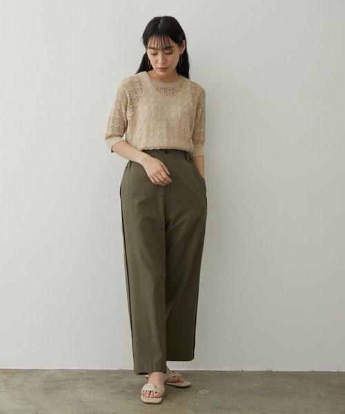 SALON adam et rope'（サロン アダム エ ロペ）の「【セットアップ対応】［さらっと快適］麻混ツイルリラックスパンツ（スラックス・レディース・ベージュ/ブラック/カーキ・S/M）」の14枚目の写真