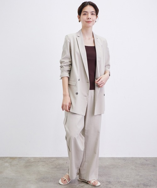 SALON adam et rope'（サロン アダム エ ロペ）の「【セットアップ対応】［さらっと快適］麻混ツイルリラックスパンツ（スラックス・レディース・ベージュ/ブラック/カーキ・S/M）」の6枚目の写真