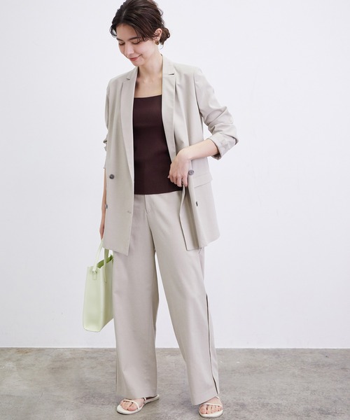 SALON adam et rope'（サロン アダム エ ロペ）の「【セットアップ対応】［さらっと快適］麻混ツイルリラックスパンツ（スラックス・レディース・ベージュ/ブラック/カーキ・S/M）」の8枚目の写真