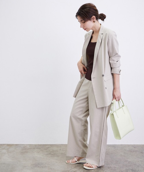 SALON adam et rope'（サロン アダム エ ロペ）の「【セットアップ対応】［さらっと快適］麻混ツイルリラックスパンツ（スラックス・レディース・ベージュ/ブラック/カーキ・S/M）」の10枚目の写真