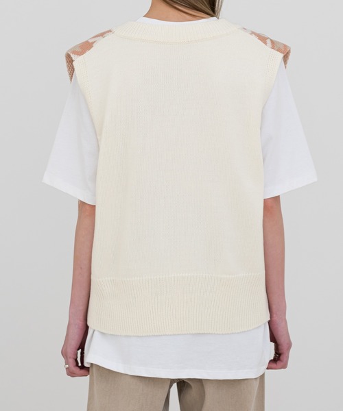 UNE MANSION(ユヌマンション)の「ハウンドトゥースチェック配色ニットベスト(ベスト・レディース・アイボリー/イエロー/オリーブ・FREE)」の22枚目の写真